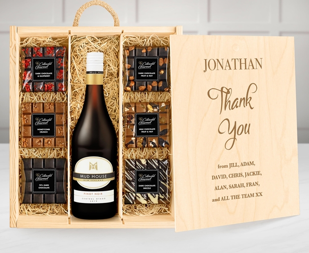 Thank You Large Personalised Chocolate Tasting Experience With Red Wine